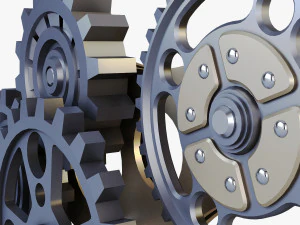 gear mechanism low poly v 6 3D Model