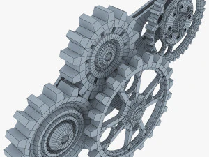 gear mechanism low poly v 6 3D Model