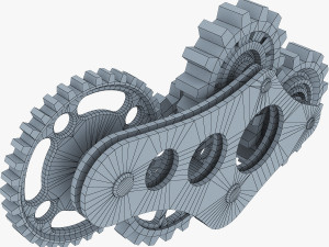 gear mechanism low poly v 6 Model 3D