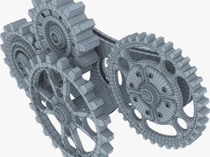 gear mechanism low poly v 6 3D Model