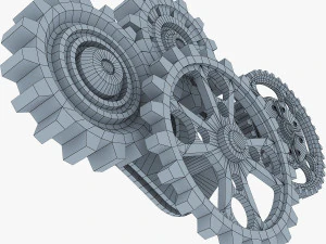 gear mechanism low poly v 6 3D Model