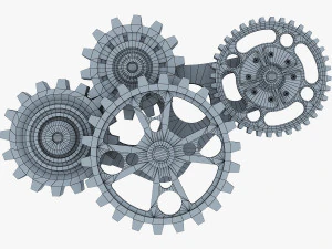 gear mechanism low poly v 6 3D Model