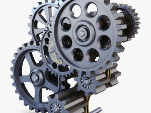 gear mechanism low poly v 7 Modelo 3D