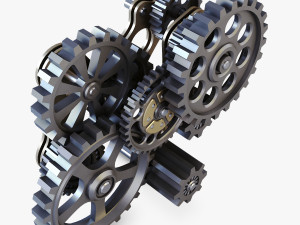 gear mechanism low poly v 7 Modelo 3D