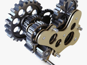 gear mechanism low poly v 7 Modelo 3D