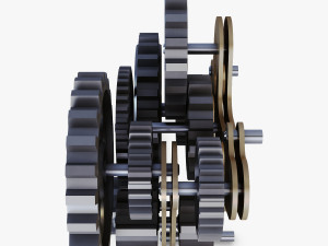 gear mechanism low poly v 7 Modelo 3D