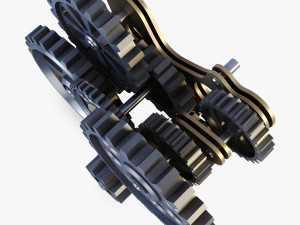 gear mechanism low poly v 7 Modelo 3D