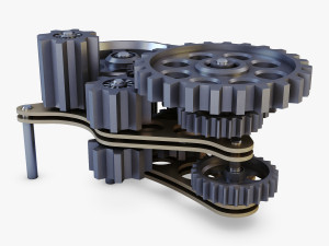 gear mechanism low poly v 7 Modelo 3D