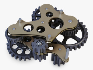 gear mechanism low poly v 7 Modelo 3D