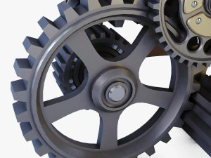 gear mechanism low poly v 7 3D Model