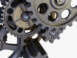 gear mechanism low poly v 7 Modelo 3D