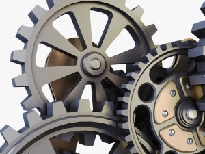 gear mechanism low poly v 7 Modelo 3D