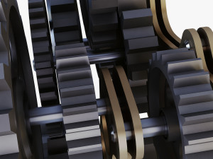 gear mechanism low poly v 7 Modelo 3D
