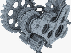 gear mechanism low poly v 7 Modelo 3D