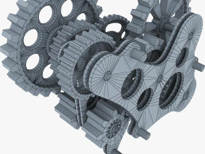 gear mechanism low poly v 7 3D Model