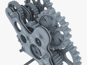 gear mechanism low poly v 7 Modelo 3D