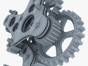 gear mechanism low poly v 7 Modelo 3D