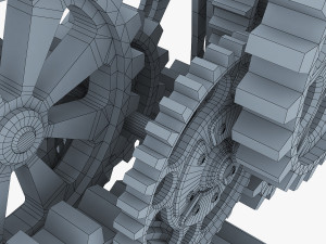 gear mechanism low poly v 7 Modelo 3D