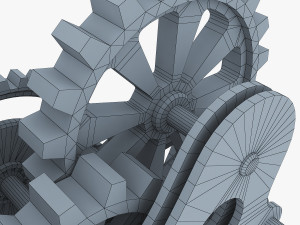 gear mechanism low poly v 7 Modelo 3D