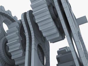 gear mechanism low poly v 7 Modelo 3D