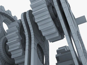 gear mechanism low poly v 7 3D Model