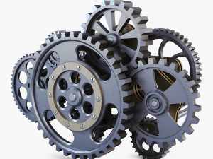 gear mechanism low poly v 8 3D Model
