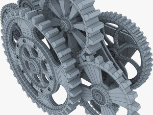 gear mechanism low poly v 8 3D Model