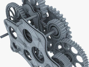 gear mechanism low poly v 8 3D Model