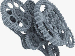 gear mechanism low poly v 8 3D Model