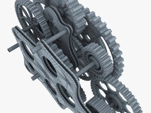 gear mechanism low poly v 8 3D Model