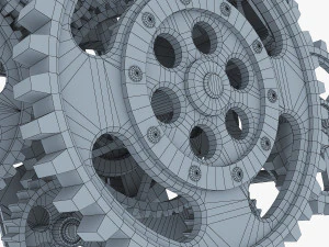gear mechanism low poly v 8 3D Model