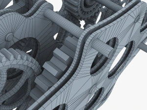 gear mechanism low poly v 8 3D Model