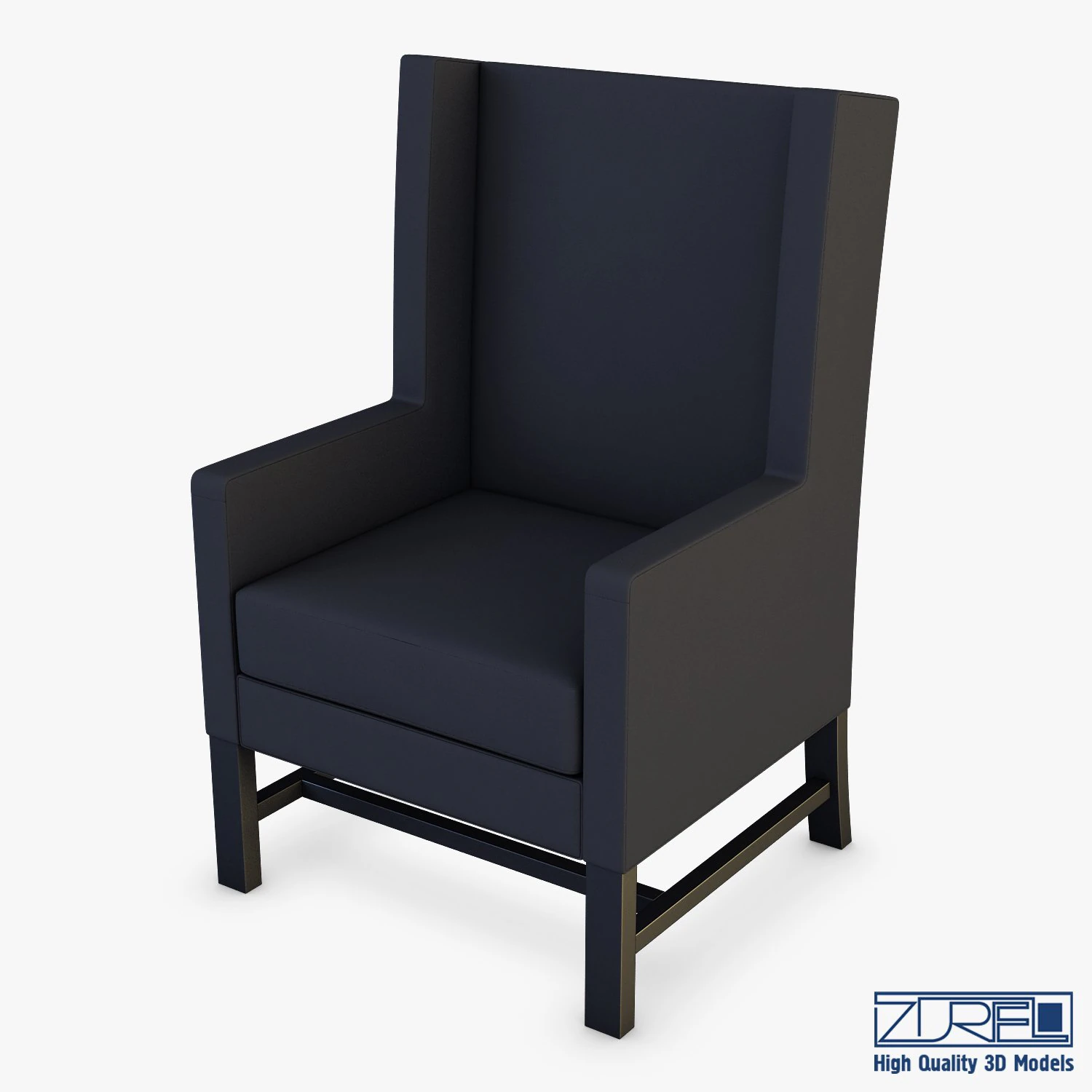 black armchair 3D Model .c4d .max .obj .3ds .fbx .stl .blend 