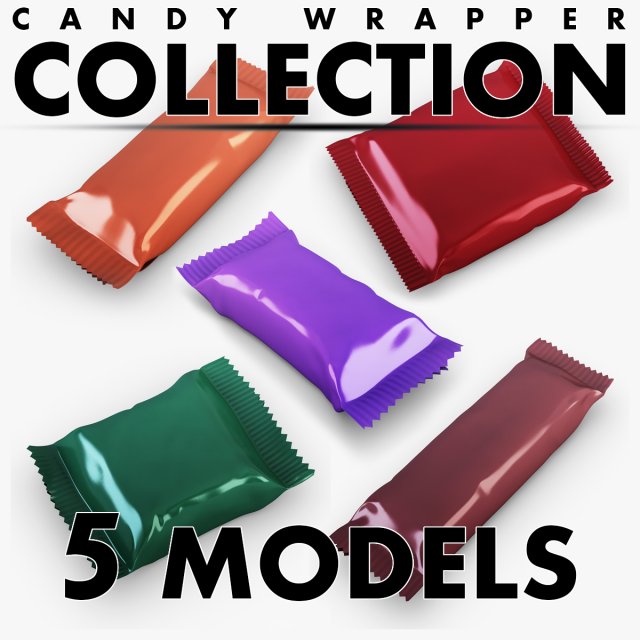 candy wrapper collection volume 1 3D Модель .c4d .max .obj .3ds .fbx .stl .blend 