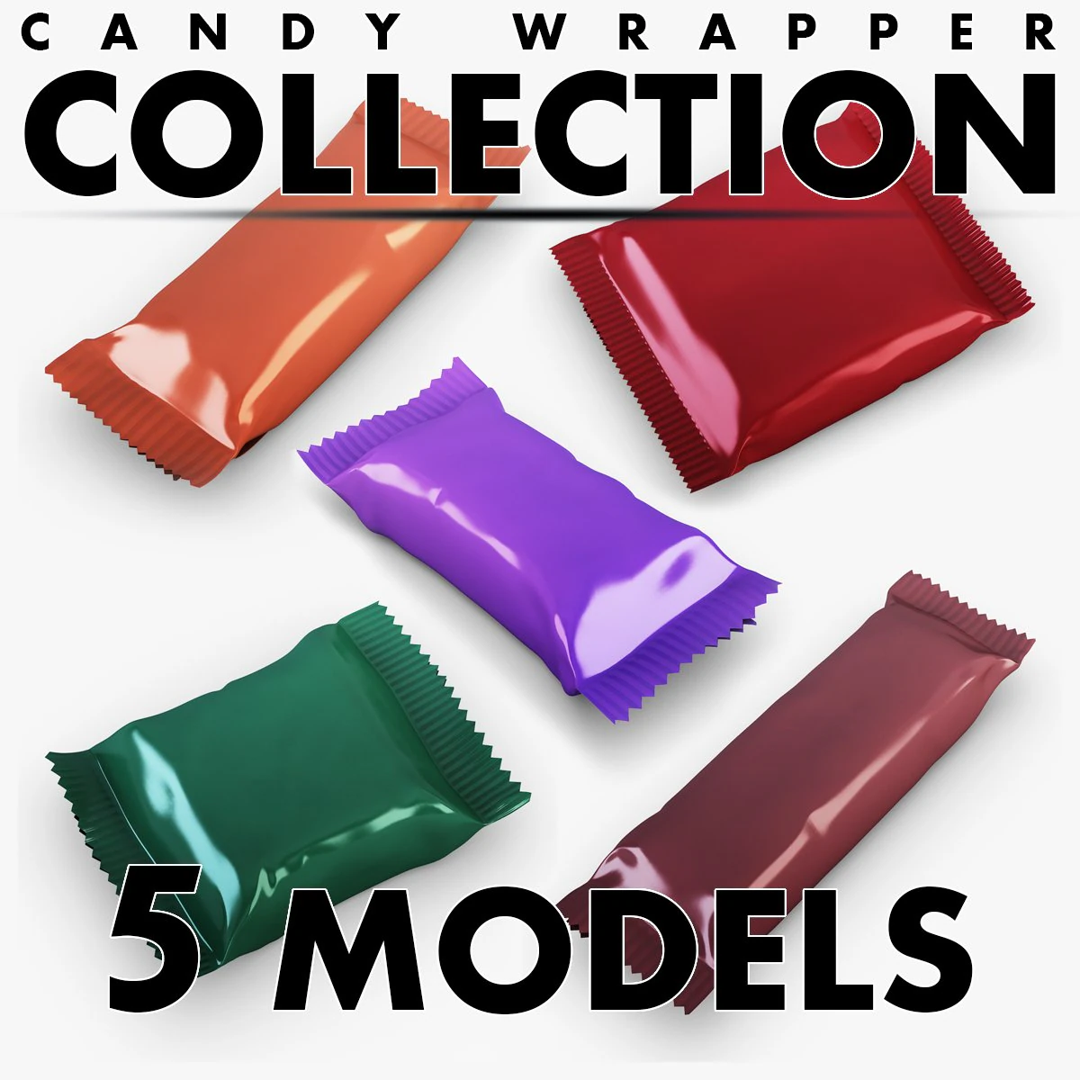 candy wrapper collection volume 1 3D Model .c4d .max .obj .3ds .fbx .stl .blend