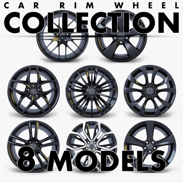 car rim wheel collection volume 1 3D Model .c4d .max .obj .3ds .fbx .stl .blend 