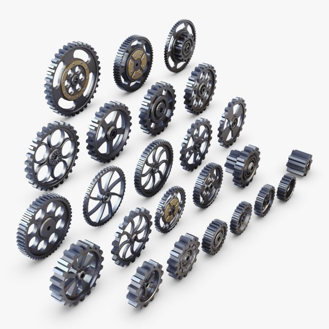 gears set low poly v 1 Modelo 3D .c4d .max .obj .3ds .fbx .stl .blend 