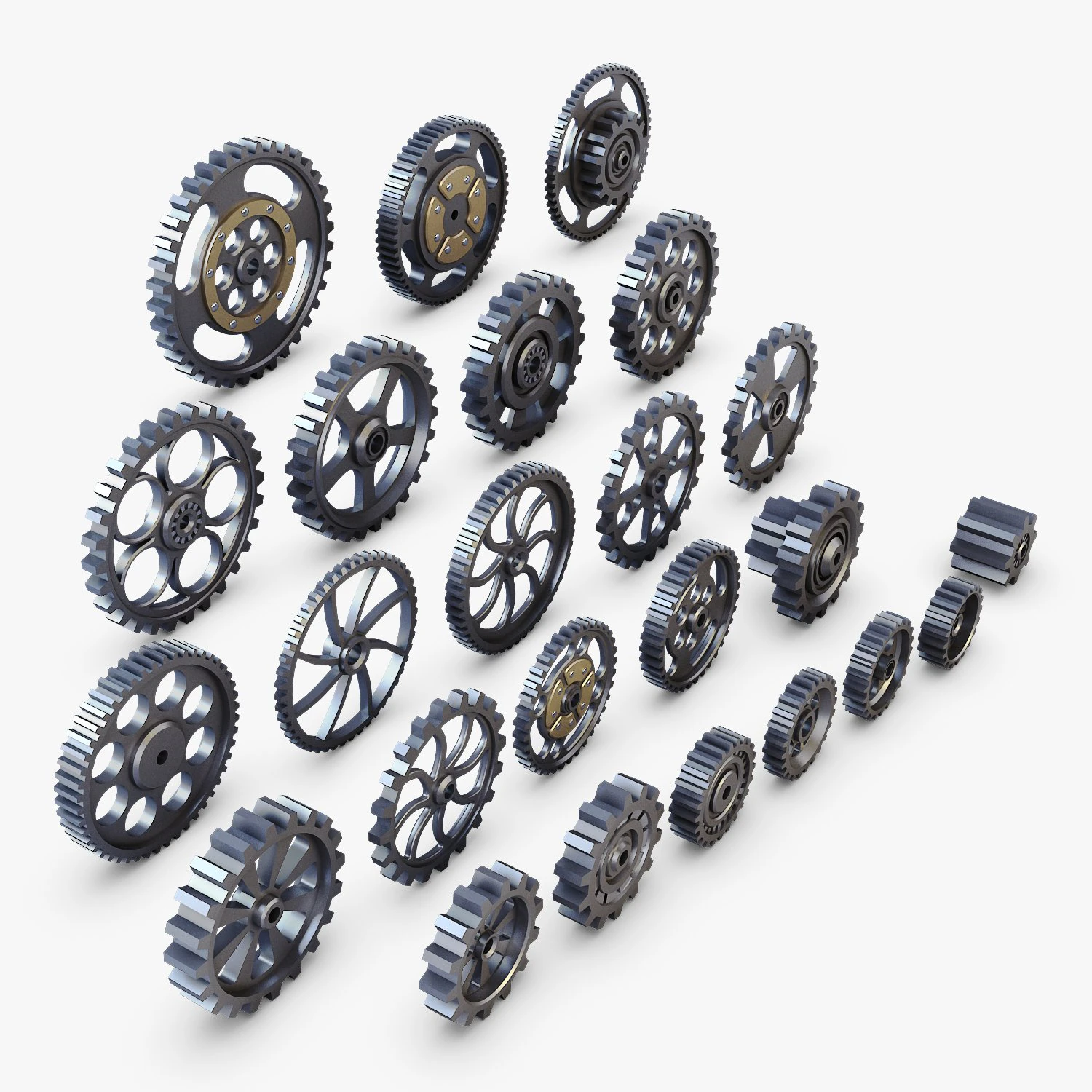 gears set low poly v 1 3D Model .c4d .max .obj .3ds .fbx .stl .blend