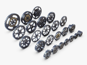 gears set low poly v 1 Modelo 3D