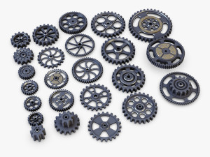gears set low poly v 1 Modelo 3D