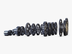 gears set low poly v 1 Modelo 3D