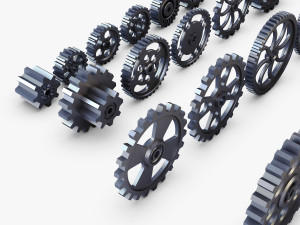 gears set low poly v 1 Modelo 3D