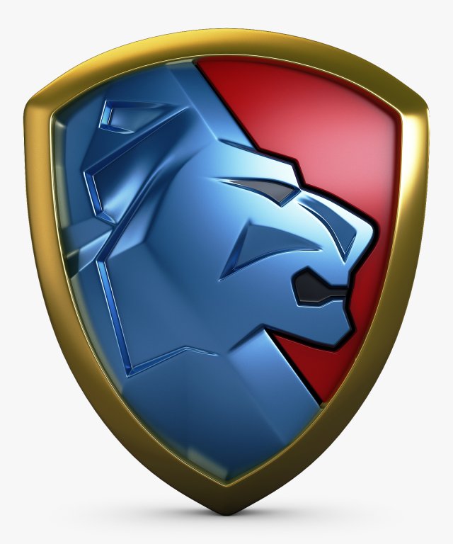 lion shield insignia v 2 3D Model .c4d .max .obj .3ds .fbx .stl .blend 