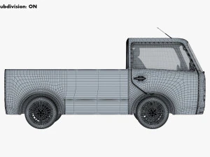 kei truck concept retro style blue 3D Model