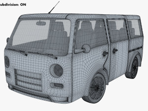 kei van concept retro style red Model 3D