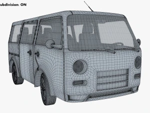 kei van concept retro style red 3D Model