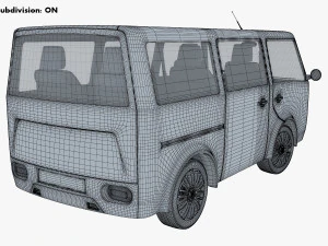 kei van concept retro style red 3D Model