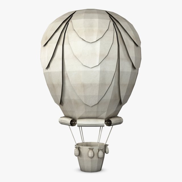 hot air balloon paper v 1 3D Model .c4d .max .obj .3ds .fbx .stl .blend 