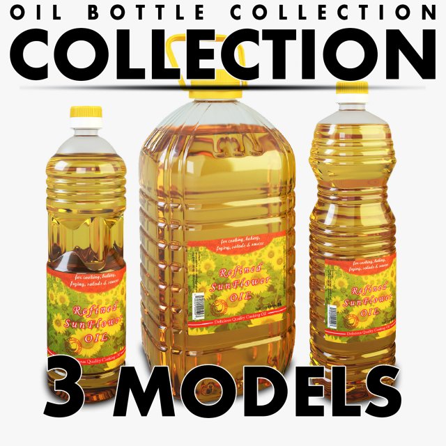 oil bottle collection 3D 模型 .c4d .max .obj .3ds .fbx .stl .blend 