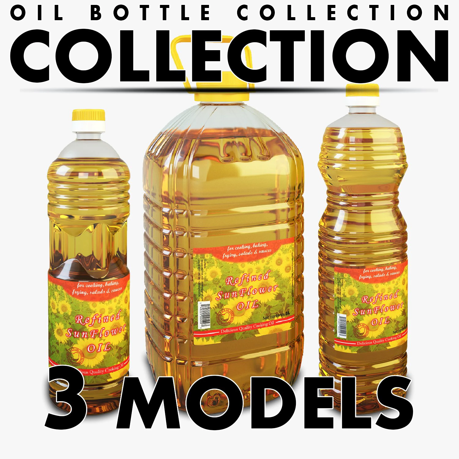 oil bottle collection 3D Model .c4d .max .obj .3ds .fbx .stl .blend 